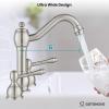 imagegotonovo 8 Inch Widespread Bathroom Faucets for Sink 3 Hole 2 Lever Handle Deck Mount with Pop Up Drain Hot and Cold Water Supply Lines Polish ChromeBrushed Nickel
