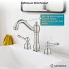 imagegotonovo 8 Inch Widespread Bathroom Faucets for Sink 3 Hole 2 Lever Handle Deck Mount with Pop Up Drain Hot and Cold Water Supply Lines Polish ChromeBrushed Nickel