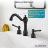 imagegotonovo 8 Inch Widespread Bathroom Faucets for Sink 3 Hole 2 Lever Handle Deck Mount with Pop Up Drain Hot and Cold Water Supply Lines Polish ChromeMatte Black