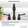 imagegotonovo 8 Inch Widespread Bathroom Faucets for Sink 3 Hole 2 Lever Handle Deck Mount with Pop Up Drain Hot and Cold Water Supply Lines Polish ChromeMatte Black