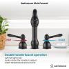 imagegotonovo 8 Inch Widespread Bathroom Faucets for Sink 3 Hole 2 Lever Handle Deck Mount with Pop Up Drain Hot and Cold Water Supply Lines Polish ChromeOil Rubbed Bronze