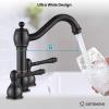 imagegotonovo 8 Inch Widespread Bathroom Faucets for Sink 3 Hole 2 Lever Handle Deck Mount with Pop Up Drain Hot and Cold Water Supply Lines Polish ChromeOil Rubbed Bronze