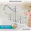 imagegotonovo 8 Inch Widespread Bathroom Faucets for Sink 3 Hole 2 Lever Handle Deck Mount with Pop Up Drain Hot and Cold Water Supply Lines Polish ChromePolish Chrome