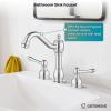 imagegotonovo 8 Inch Widespread Bathroom Faucets for Sink 3 Hole 2 Lever Handle Deck Mount with Pop Up Drain Hot and Cold Water Supply Lines Polish ChromePolish Chrome