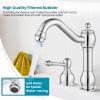 imagegotonovo 8 Inch Widespread Bathroom Faucets for Sink 3 Hole 2 Lever Handle Deck Mount with Pop Up Drain Hot and Cold Water Supply Lines Polish ChromePolish Chrome