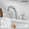 imagegotonovo Bathroom Faucets for Sink 3 Hole 2 Handles Widespread Bathroom Sink Faucet Deck Mount with Pop Up DrainWater Lines Bathroom Sink Fixtures Cross Handle Oil Rubbed BronzePolished Chrome
