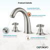 imagegotonovo Bathroom Faucets for Sink 3 Hole 2 Handles Widespread Bathroom Sink Faucet Deck Mount with Pop Up DrainWater Lines Bathroom Sink Fixtures Cross Handle Oil Rubbed BronzeBrushed Nickel