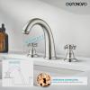 imagegotonovo Bathroom Faucets for Sink 3 Hole 2 Handles Widespread Bathroom Sink Faucet Deck Mount with Pop Up DrainWater Lines Bathroom Sink Fixtures Cross Handle Oil Rubbed BronzeBrushed Nickel