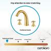 imagegotonovo Bathroom Faucets for Sink 3 Hole 2 Handles Widespread Bathroom Sink Faucet Deck Mount with Pop Up DrainWater Lines Bathroom Sink Fixtures Cross Handle Oil Rubbed BronzePolished Gold
