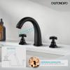 imagegotonovo Bathroom Faucets for Sink 3 Hole 2 Handles Widespread Bathroom Sink Faucet Deck Mount with Pop Up DrainWater Lines Bathroom Sink Fixtures Cross Handle Oil Rubbed BronzeMatte Black