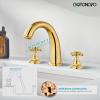 imagegotonovo Bathroom Faucets for Sink 3 Hole 2 Handles Widespread Bathroom Sink Faucet Deck Mount with Pop Up DrainWater Lines Bathroom Sink Fixtures Cross Handle Oil Rubbed BronzePolished Gold