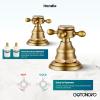 imagegotonovo Bathroom Faucets for Sink 3 Hole 2 Handles Widespread Bathroom Sink Faucet Deck Mount with Pop Up DrainWater Lines Bathroom Sink Fixtures Cross Handle Oil Rubbed BronzeAntique Brass