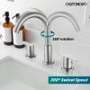 imagegotonovo Bathroom Faucets for Sink 3 Hole 2 Handles Widespread Bathroom Sink Faucet Deck Mount with Pop Up DrainWater Lines Bathroom Sink Fixtures Cross Handle Oil Rubbed BronzeBrushed Nickel