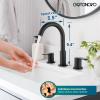 imagegotonovo Bathroom Faucets for Sink 3 Hole 2 Handles Widespread Bathroom Sink Faucet Deck Mount with Pop Up DrainWater Lines Bathroom Sink Fixtures Cross Handle Oil Rubbed BronzeMatte Black