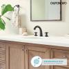 imagegotonovo Bathroom Faucets for Sink 3 Hole 2 Handles Widespread Bathroom Sink Faucet Deck Mount with Pop Up DrainWater Lines Bathroom Sink Fixtures Cross Handle Oil Rubbed BronzeOil Rubbed Bronze
