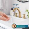 imagegotonovo Bathroom Faucets for Sink 3 Hole 2 Handles Widespread Bathroom Sink Faucet Deck Mount with Pop Up DrainWater Lines Bathroom Sink Fixtures Cross Handle Oil Rubbed BronzeAntique Brass