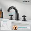 imagegotonovo Bathroom Faucets for Sink 3 Hole 2 Handles Widespread Bathroom Sink Faucet Deck Mount with Pop Up DrainWater Lines Bathroom Sink Fixtures Cross Handle Oil Rubbed BronzeOil Rubbed Bronze