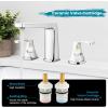 imagegotonovo Bathroom Sink Faucet 3 Holes 2 Handles Widespread 8 Inch Bath Faucet with Pop Up Drain Hot Cold Water Supply Lines Lavatory Vanity Faucet Set Thin 7 Head Brushed NickelPolish Chrome