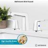 imagegotonovo Bathroom Sink Faucet 3 Holes 2 Handles Widespread 8 Inch Bath Faucet with Pop Up Drain Hot Cold Water Supply Lines Lavatory Vanity Faucet Set Thin 7 Head Brushed NickelPolish Chrome