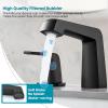 imagegotonovo Bathroom Sink Faucet 3 Holes 2 Handles Widespread 8 Inch Bath Faucet with Pop Up Drain Hot Cold Water Supply Lines Lavatory Vanity Faucet Set Thin 7 Head Brushed NickelMatte Black