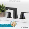 imagegotonovo Bathroom Sink Faucet 3 Holes 2 Handles Widespread 8 Inch Bath Faucet with Pop Up Drain Hot Cold Water Supply Lines Lavatory Vanity Faucet Set Thin 7 Head Brushed NickelMatte Black