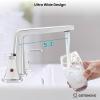 imagegotonovo Bathroom Sink Faucet 3 Holes 2 Handles Widespread 8 Inch Bath Faucet with Pop Up Drain Hot Cold Water Supply Lines Lavatory Vanity Faucet Set Thin 7 Head Brushed NickelPolish Chrome