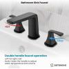 imagegotonovo Bathroom Sink Faucet 3 Holes 2 Handles Widespread 8 Inch Bath Faucet with Pop Up Drain Hot Cold Water Supply Lines Lavatory Vanity Faucet Set Thin 7 Head Brushed NickelMatte Black