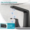 imagegotonovo Bathroom Sink Faucet 3 Holes 2 Handles Widespread 8 Inch Bath Faucet with Pop Up Drain Hot Cold Water Supply Lines Lavatory Vanity Faucet Set Thin 7 Head Brushed NickelMatte Black