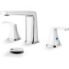 imagegotonovo Bathroom Sink Faucet 3 Holes 2 Handles Widespread 8 Inch Bath Faucet with Pop Up Drain Hot Cold Water Supply Lines Lavatory Vanity Faucet Set Thin 7 Head Brushed NickelPolish Chrome