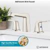 imagegotonovo Bathroom Sink Faucet 3 Holes 2 Handles Widespread 8 Inch Bath Faucet with Pop Up Drain Hot Cold Water Supply Lines Lavatory Vanity Faucet Set Thin 7 Head Brushed NickelBrushed Nickel