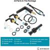 imagegotonovo Bathroom Sink Faucet 3 Holes 2 Handles Widespread 8 Inch Bath Faucet with Pop Up Drain Hot Cold Water Supply Lines Lavatory Vanity Faucet Set Thin 7 Head Brushed NickelMatte Black