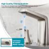 imagegotonovo Bathroom Sink Faucet 3 Holes 2 Handles Widespread 8 Inch Bath Faucet with Pop Up Drain Hot Cold Water Supply Lines Lavatory Vanity Faucet Set Thin 7 Head Brushed NickelBrushed Nickel