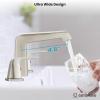 imagegotonovo Bathroom Sink Faucet 3 Holes 2 Handles Widespread 8 Inch Bath Faucet with Pop Up Drain Hot Cold Water Supply Lines Lavatory Vanity Faucet Set Thin 7 Head Brushed NickelBrushed Nickel