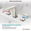 imagegotonovo Bathroom Sink Faucet 3 Holes 2 Handles Widespread 8 Inch Bath Faucet with Pop Up Drain Hot Cold Water Supply Lines Lavatory Vanity Faucet Set Thin 7 Head Brushed NickelBrushed Nickel