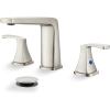 imagegotonovo Bathroom Sink Faucet 3 Holes 2 Handles Widespread 8 Inch Bath Faucet with Pop Up Drain Hot Cold Water Supply Lines Lavatory Vanity Faucet Set Thin 7 Head Brushed NickelBrushed Nickel
