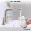 imagegotonovo Bathroom Sink Faucet 3 Holes 2 Handles Widespread 8 Inch Bath Faucet with Pop Up Drain Hot Cold Water Supply Lines Lavatory Vanity Faucet Set Thin 7 Head Brushed NickelBrushed Nickel