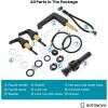 imagegotonovo Bathroom Sink Faucet 3 Holes 2 Handles Widespread 8 Inch Bath Faucet with Pop Up Drain Hot Cold Water Supply Lines Lavatory Vanity Faucet Set Thin 7 Head Brushed NickelMatte Black