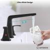 imagegotonovo Bathroom Sink Faucet 3 Holes 2 Handles Widespread 8 Inch Bath Faucet with Pop Up Drain Hot Cold Water Supply Lines Lavatory Vanity Faucet Set Thin 7 Head Brushed NickelMatte Black