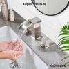 imagegotonovo Waterfall Bathroom Sink Faucet 3 Hole8 inch Widespread Bathroom Faucet Set Deck Mount 2 Handle Vanity Lavatory Faucet with Pop Up Drain and Water Supply Lines Square Body Brushed NickelBrushed Nickel