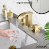 imagegotonovo Waterfall Bathroom Sink Faucet 3 Hole8 inch Widespread Bathroom Faucet Set Deck Mount 2 Handle Vanity Lavatory Faucet with Pop Up Drain and Water Supply Lines Square Body Brushed NickelBrushed Gold
