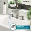 imagegotonovo Waterfall Bathroom Sink Faucet 3 Hole8 inch Widespread Bathroom Faucet Set Deck Mount 2 Handle Vanity Lavatory Faucet with Pop Up Drain and Water Supply Lines Square Body Brushed NickelBrushed Nickel