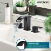imagegotonovo Waterfall Bathroom Sink Faucet 3 Hole8 inch Widespread Bathroom Faucet Set Deck Mount 2 Handle Vanity Lavatory Faucet with Pop Up Drain and Water Supply Lines Square Body Brushed NickelMatte Black