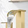 imagegotonovo Waterfall Bathroom Sink Faucet 3 Hole8 inch Widespread Bathroom Faucet Set Deck Mount 2 Handle Vanity Lavatory Faucet with Pop Up Drain and Water Supply Lines Square Body Brushed NickelBrushed Gold