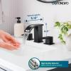 imagegotonovo Waterfall Bathroom Sink Faucet 3 Hole8 inch Widespread Bathroom Faucet Set Deck Mount 2 Handle Vanity Lavatory Faucet with Pop Up Drain and Water Supply Lines Square Body Brushed NickelMatte Black