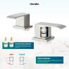 imagegotonovo Waterfall Bathroom Sink Faucet 3 Hole8 inch Widespread Bathroom Faucet Set Deck Mount 2 Handle Vanity Lavatory Faucet with Pop Up Drain and Water Supply Lines Square Body Brushed NickelBrushed Nickel