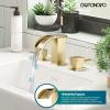 imagegotonovo Waterfall Bathroom Sink Faucet 3 Hole8 inch Widespread Bathroom Faucet Set Deck Mount 2 Handle Vanity Lavatory Faucet with Pop Up Drain and Water Supply Lines Square Body Brushed NickelBrushed Gold