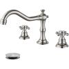 imagegotonovo 3 Hole Widespread Bathroom Sink Faucet Double Cross Handle Mixer Tap Faucet for Bathroom Sink Vanity Faucet Deck Mount Basin Hot Cold Water Matching Pop Up Drain Oil Rubbed BronzeBrushed Nickel