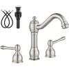 imagegotonovo 8 Inch Widespread Bathroom Faucets for Sink 3 Hole 2 Lever Handle Deck Mount with Pop Up Drain Hot and Cold Water Supply Lines Polish ChromeBrushed Nickel
