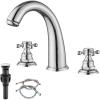 imagegotonovo Bathroom Faucets for Sink 3 Hole 2 Handles Widespread Bathroom Sink Faucet Deck Mount with Pop Up DrainWater Lines Bathroom Sink Fixtures Cross Handle Oil Rubbed BronzePolished Chrome