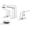 imagegotonovo Bathroom Sink Faucet 3 Holes 2 Handles Widespread 8 Inch Bath Faucet with Pop Up Drain Hot Cold Water Supply Lines Lavatory Vanity Faucet Set Thin 7 Head Brushed NickelPolish Chrome